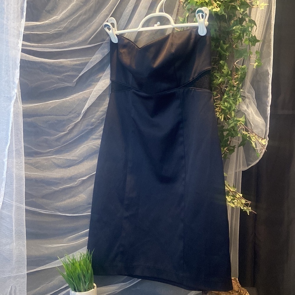 Kenzie Black Strapless dress with mesh sides​